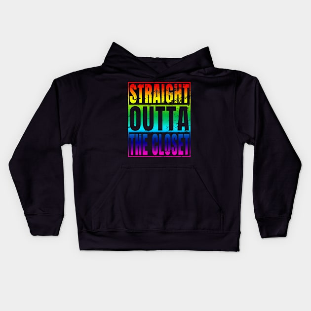 Straight Outta The Closet Rainbow Straight Pride Design graphic Kids Hoodie by merchlovers